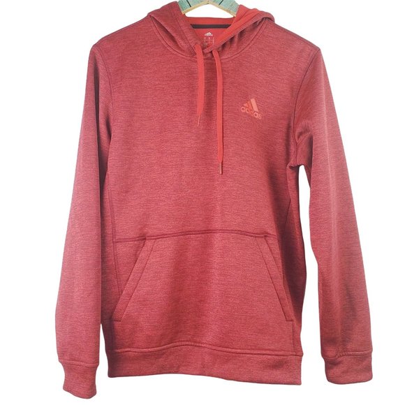 Adidas Men's Team Issue Red/Black Mélange Fleece Hoodie with Red Logo, Sz Sm - Picture 3 of 12